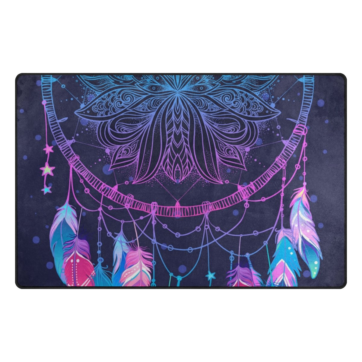 Chic Bohemian Dream Catcher with Feathers Area Rug Lightweight Doormat 3'3" x 5', Memory Sponge Indoor Outdoor Decor Carpet for Entrance Living Room Bedroom Office Kitchen Hallway