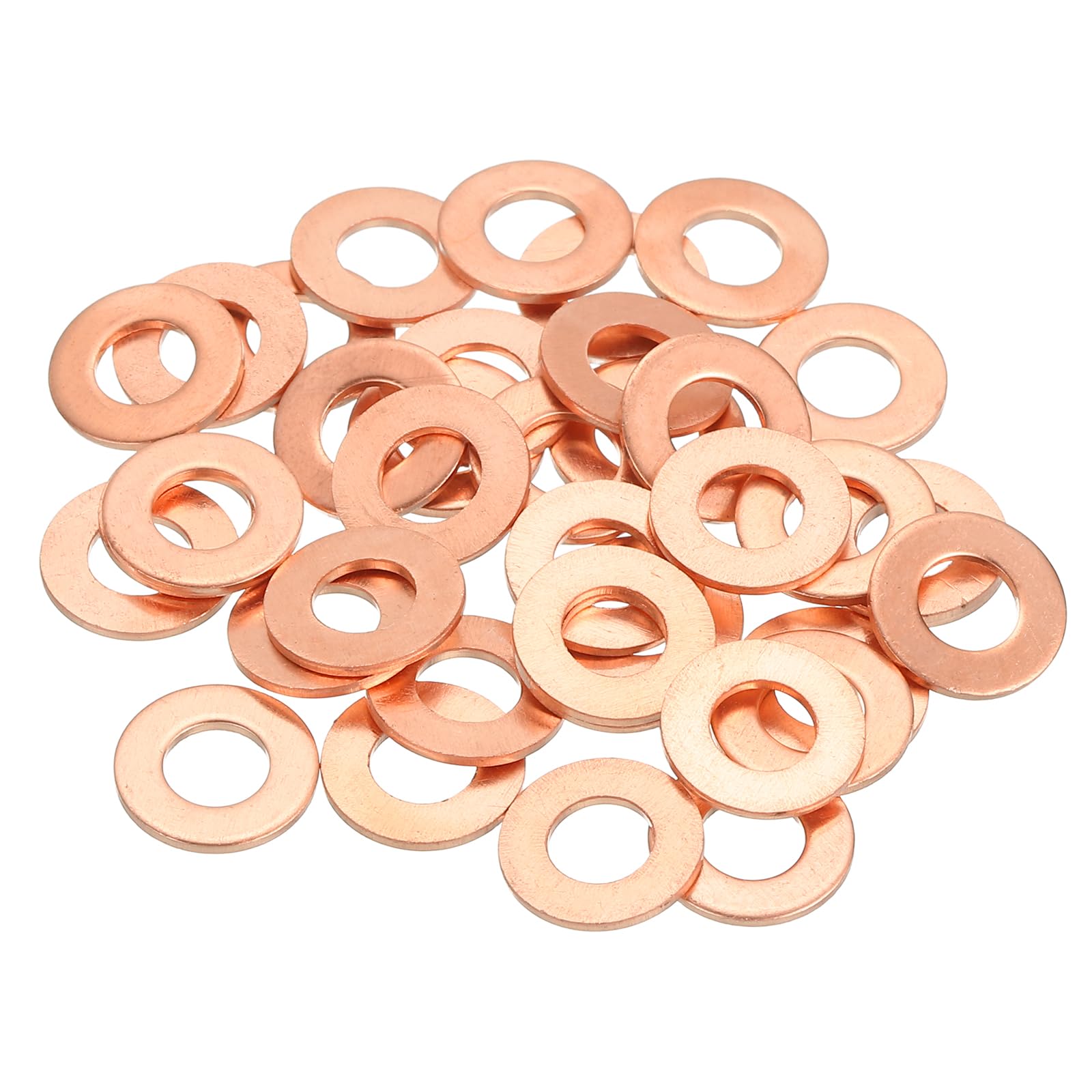 MECCANIXITY 38Pcs Flat Washer, M6 Copper Washers Copper Sealing Ring Crush Washer Kit Assortment, 6mm ID, 12mm OD, 1mm Thick for Bolts Screws