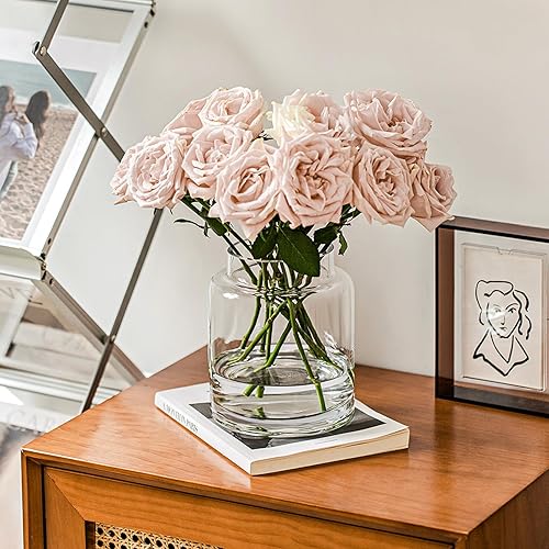 Miniatura 8 de Jarrones transparentes para centros de mesa, jarrón grande de vidrio de 9 pulgadas para ramo, anteojos, decoración del hogar, decoración moderna