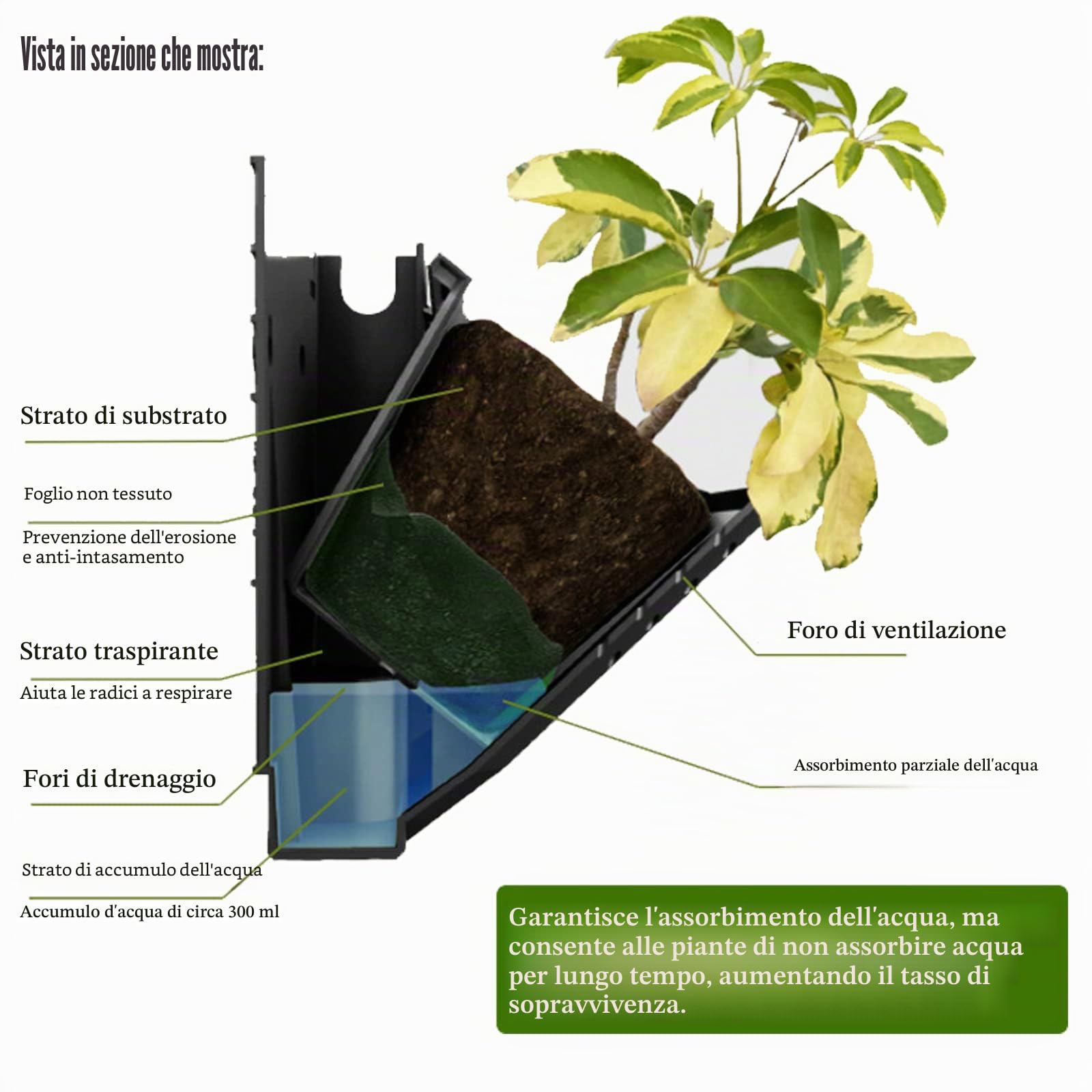 Pianta da parete verticale da appendere, parete verticale per piante da giardino con 36 tasche, borsa da parete per giardino, balcone, decorazione per la casa