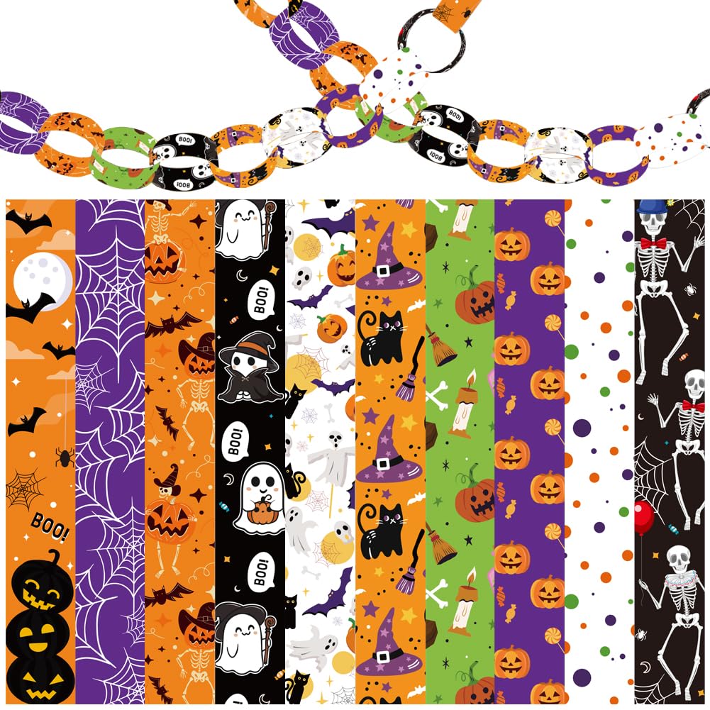 sokey 600 Links Halloween Paper Chains Paper Craft Kit, Spooky Paper Chain Garland for Halloween Party Decorations