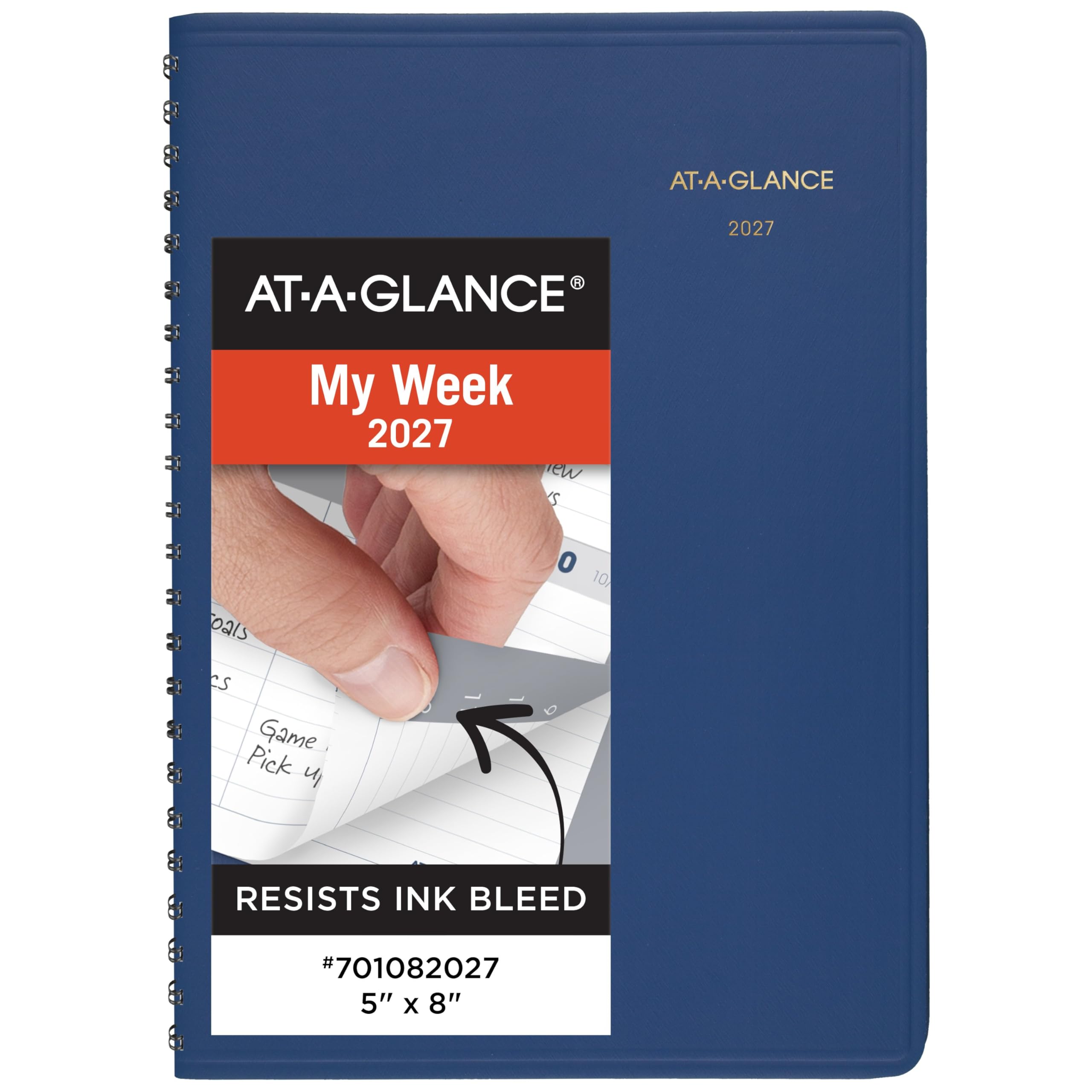 AT-A-GLANCE Agenda settimanale per appuntamenti 2027, 12,7 x 20,3 cm, ogni ora, blu (701082027)