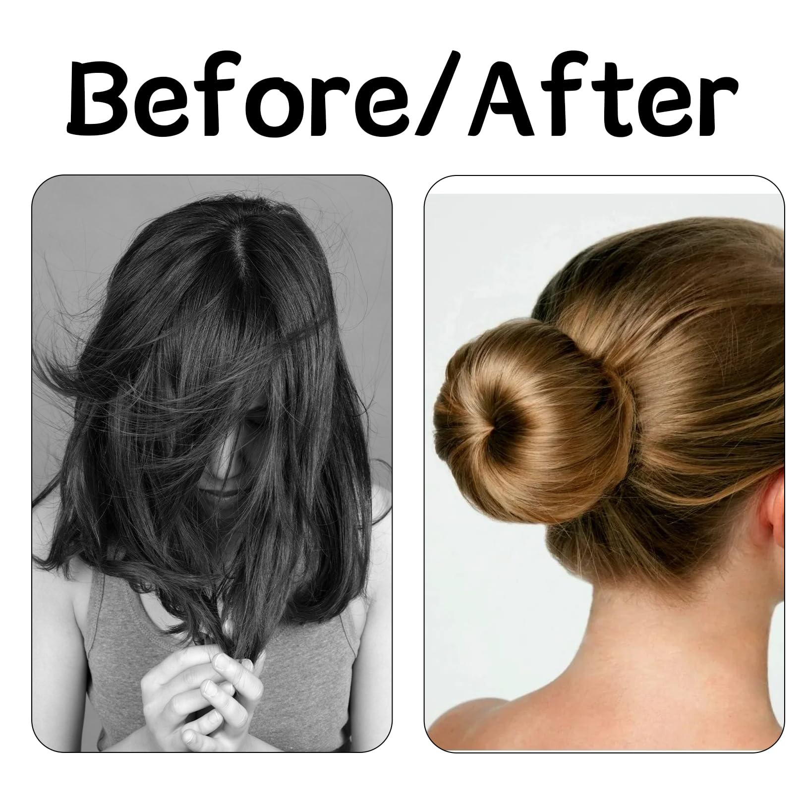 Ciambella per Chignon,4 Pezzi Retine per Capelli Chignon Facile per Capelli per Bambina e Donna,e 2 Elastici per Capelli,10 Clip a Forma di U per Acconciature Chignon per Ballerina e Danza