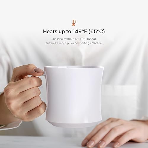 Smug, calentador de taza de café de hasta 149 , juego de taza y tapa de pctg, taza autocalentada con función de carga inalámbrica, oficinahogar para