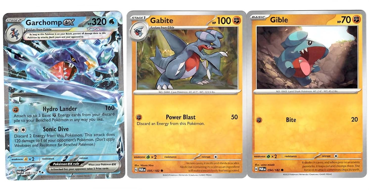 Garchomp ex 038 182 - Paradox Rift - Tera Double Rare - Pokemon 3 Card Lot