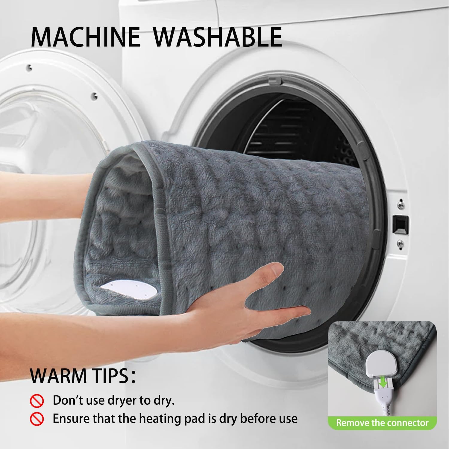 Heating Pad for Back Pain Relief Period Cramp,6 Heat Settings & 4 Timer Auto Shut Off,Soft 12" x24" Electric Heat Pad for Neck Shoulders