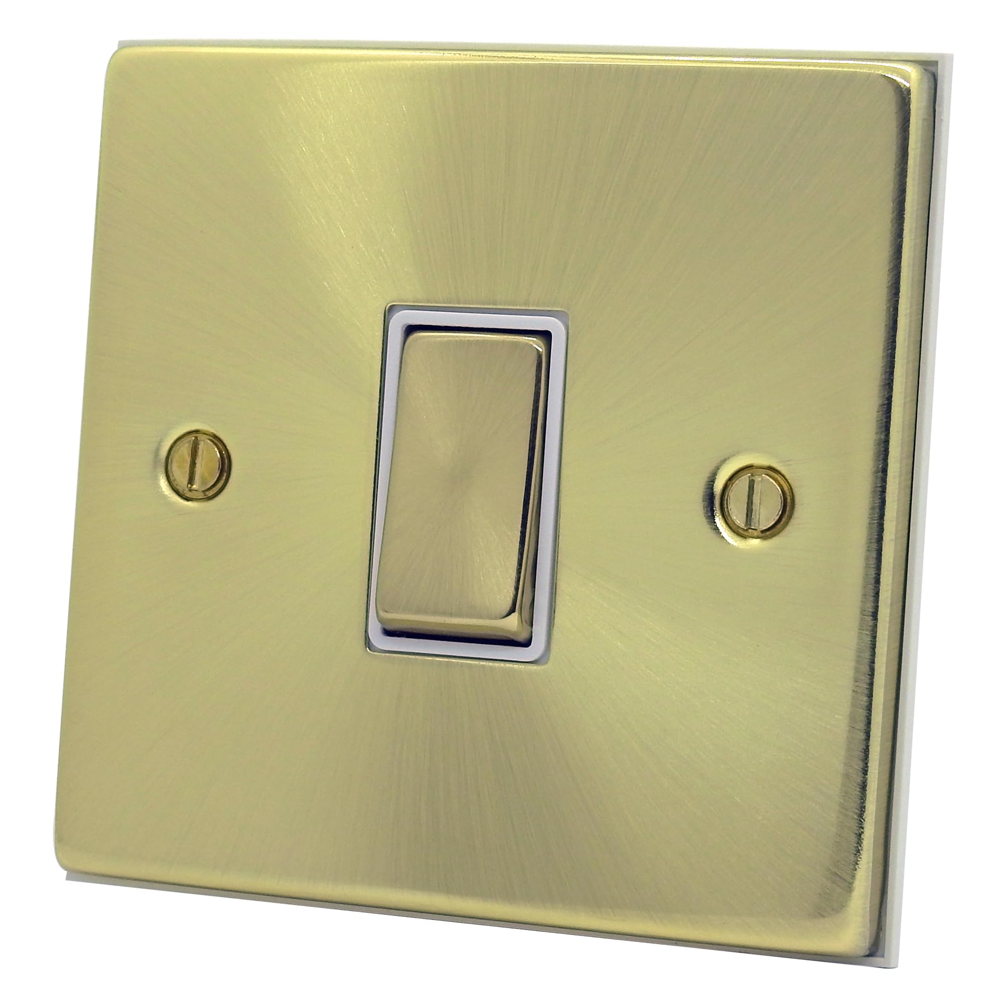 Discount Electrix 1 Gang 2 Way 10 Amp Light Switch Brushed Brass Finish with White Insert