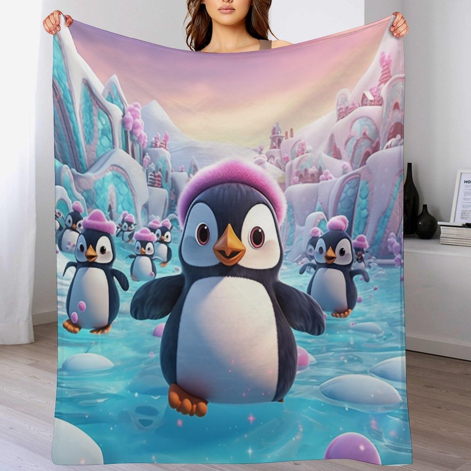 Couverture moelleuse pingouin, idée cadeau idéale pour toutes saisons