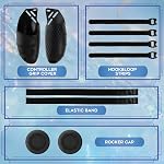 (1 Set) Orzero 1 Pair TPU Controller Cover and Nylon Strap Compatible for Quest 2, Anti-Throw Protective Adjustable Handle for VR Gaming Headset - Black