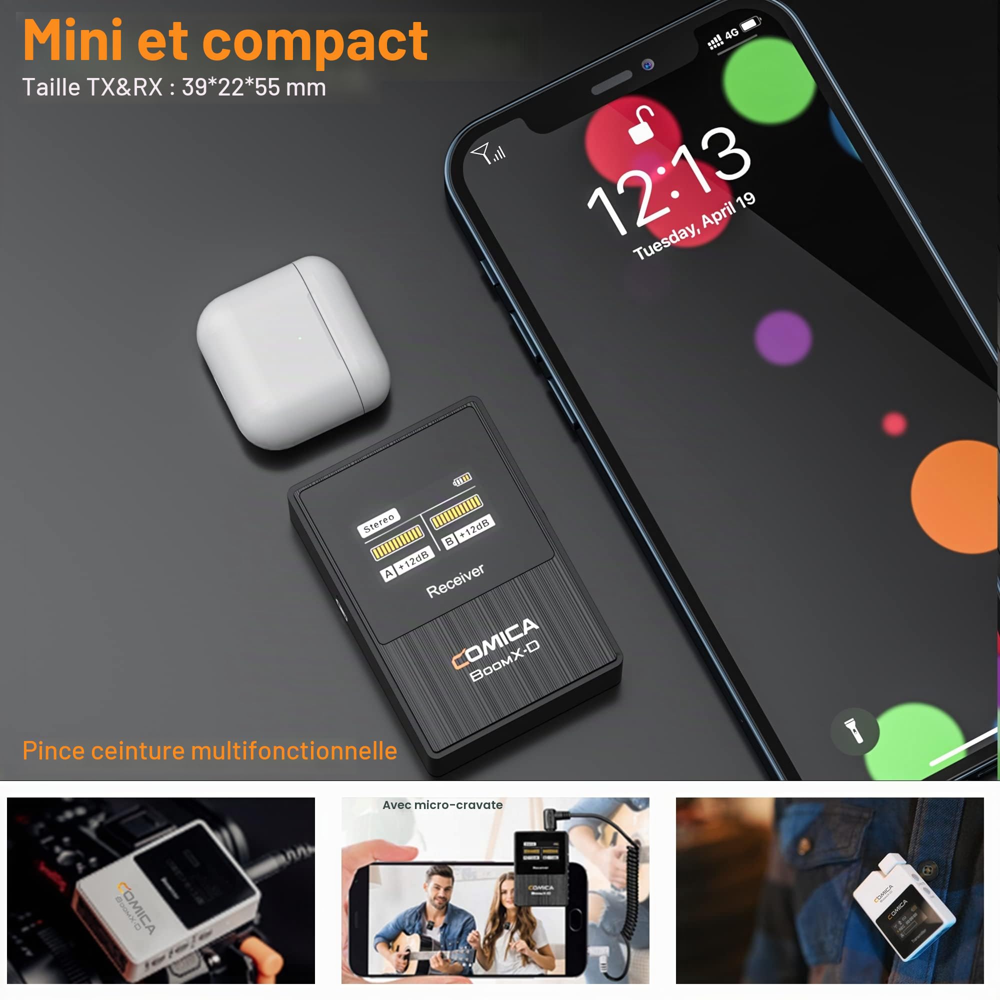 COMICA Microphone Lavalier sans Fil, BoomX-D1 2.4GHz Système de Microphone Cravate sans Fil avec 1 émetteurs et 1 récepteur, Micro Lav pour DSLR Caméra/Caméscope/Smartphone Podcast Interview Youtube