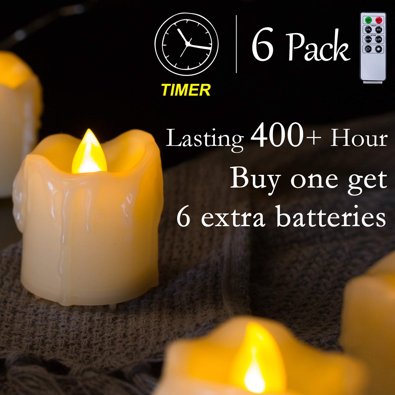 Buy Homemory 400+ Hours 6 Pack Flameless LED Votive Candles with Timer