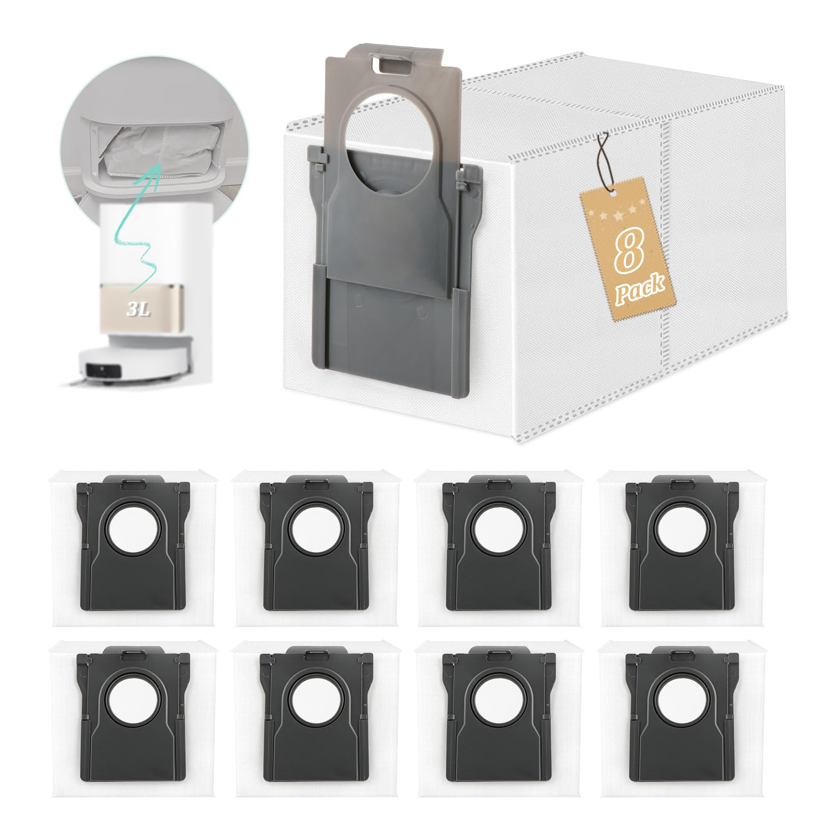 12 Sacs à Poussière 3L Pour Aspirateurs Robot Dreame X40, X50, L50, L10s Pro...