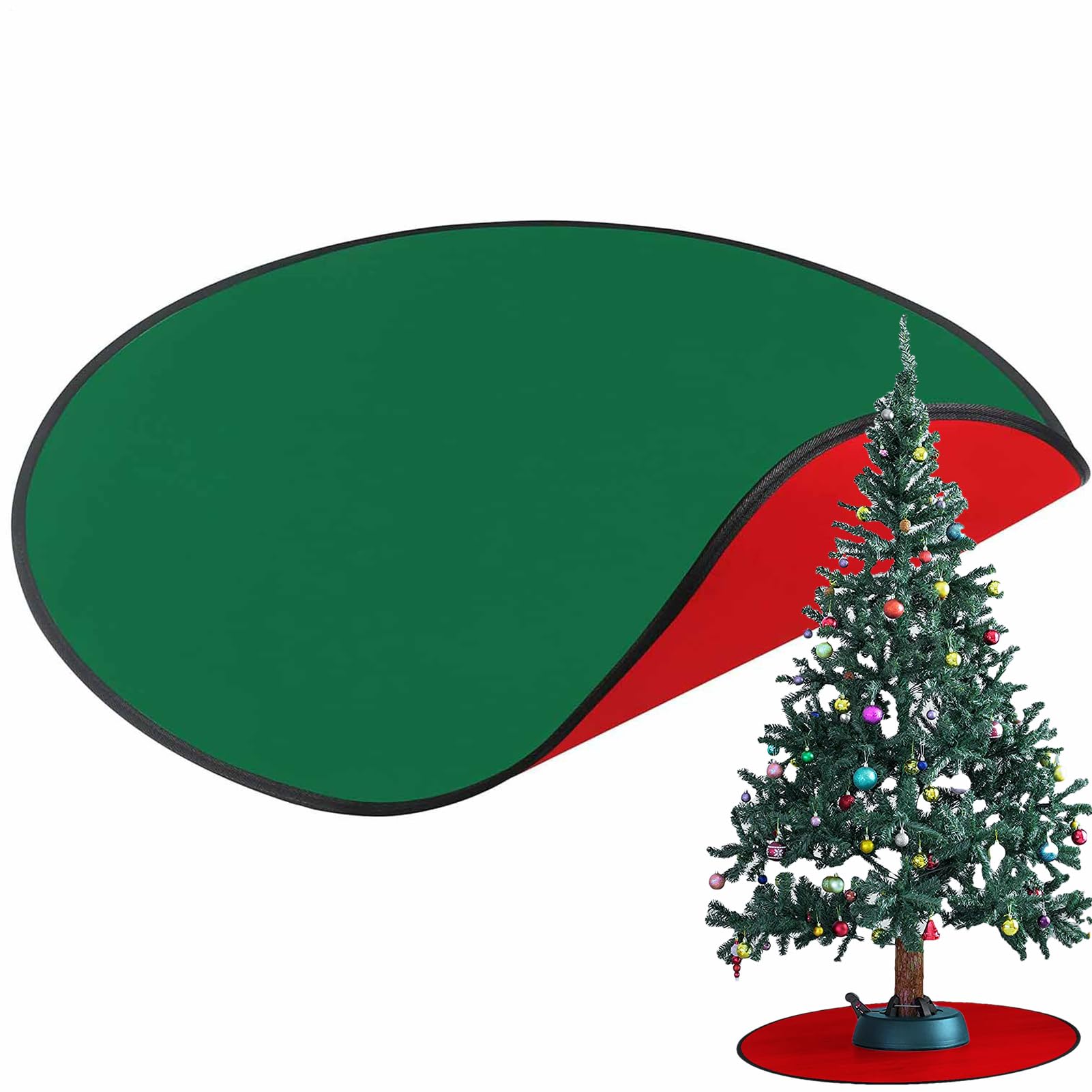 Reversible Christmas Tree Mat, Christmas Tree Floor Protector, Red And Green Protective Floor Rug, Waterproof Round Mat, Protective Rug Stand Pad For Home