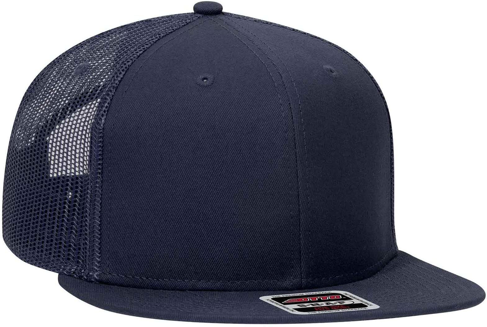 Otto 141-1070 Cap, Flat Visor, Cotton Front, 6 Panels, Polyester Mesh Back, Baseball Snapback Hat