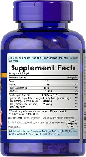Miniatura 3 de Aceite de pescado omega-3 de doble fuerza 1200 mg600 mg omega 3 apoya la salud del corazón y las articulaciones 90 unidades por Puritans Pride