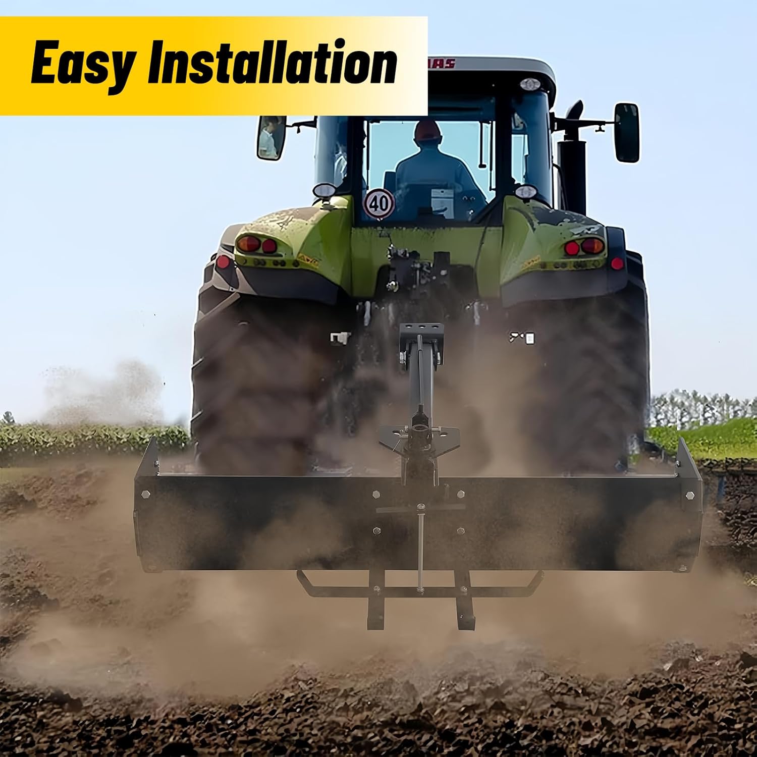 42 Inch Tow Behind Box Scraper, Lawn Tractor Attachments with Tractor Box Blade Sleeve Hitch Tow Fit for ATV UTV, Construction Landscaping, Agriculture Powder Coated Steel Black