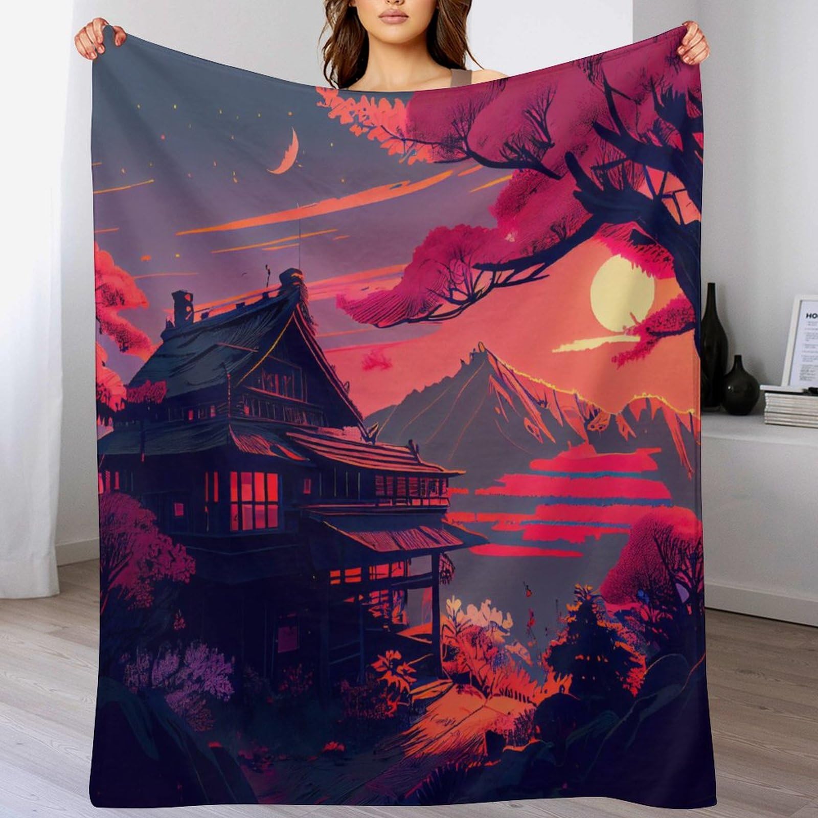 Plaid Microfibre Doux Beau Paysage Grande Couverture Chaude de Voyage Lit