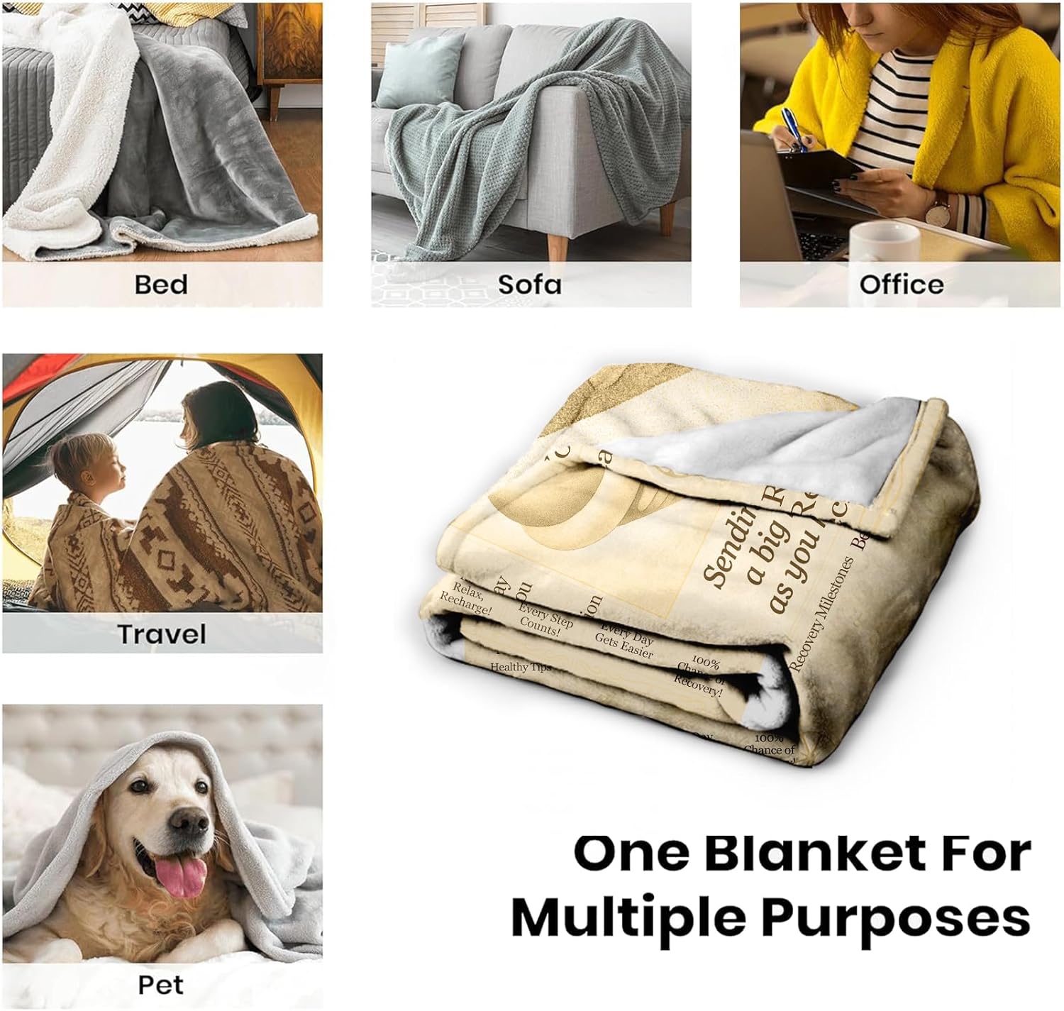 Get Well Soon Blanket - Healing Blanket for Women & Men, Inspirational Hug Throw Blanket, Comforting Gifts for Surgery Recovery, Hospital Stay, Chemotherapy, Encouragement Gifts, Flannel 60x50 Inches - Image 6