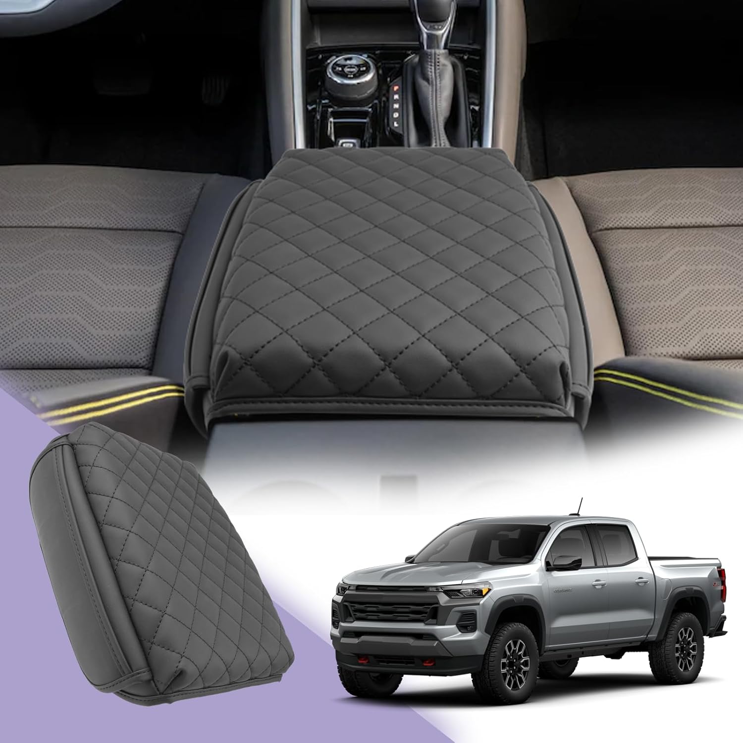 LUWU for 2023 2024 Chevy Colorado Center Console Cover 2023 Colorado Armrest Cover Pad 2023 2024 Colorado Accessories Center Console Pad 2023 Colorado WT/LT/Trail Boss/Z71/ZR2 Armrest Console Cover