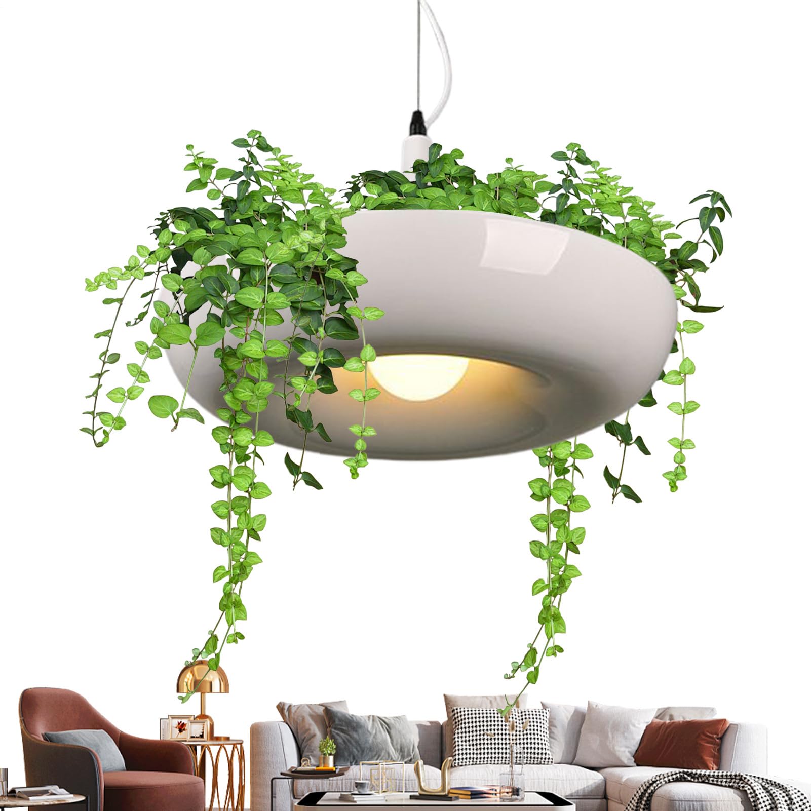Pflanzenpendelleuchte Moderne Dekorative Hängelampe | Moderne Deckenleuchte Weißer Kronleuchter Für Restaurant Schlafzimmer Wohnzimmer Küche Innenbereich Bauernhaus