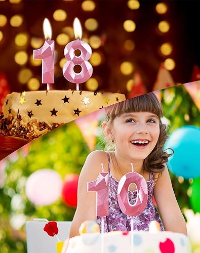 Miniatura 5 de Velas del número 17, velas de cumpleaños 17, vela rosa de feliz cumpleaños para pastel, decoración de pastel de diseño 3D para niñas, mujeres,