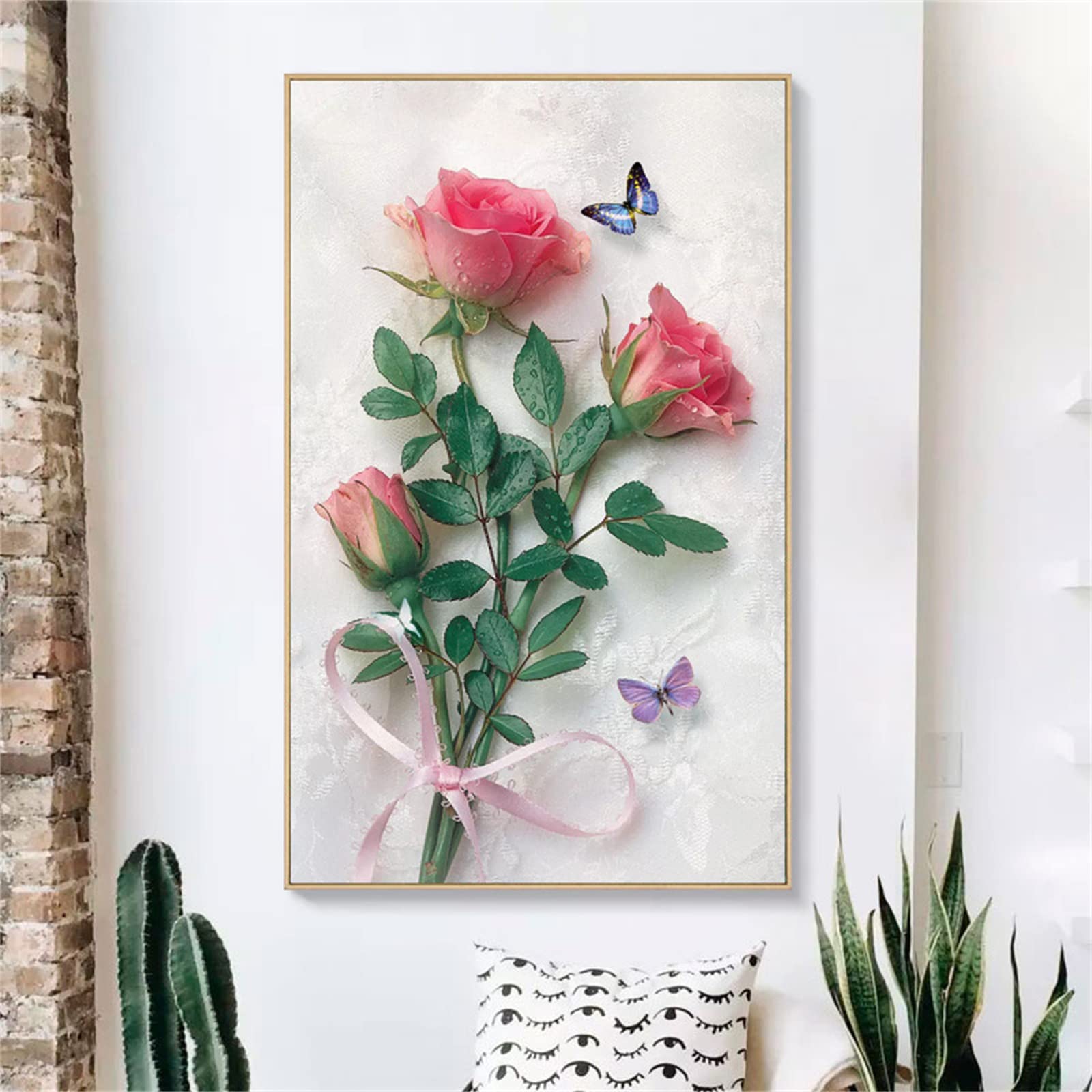 DIY zestawy do malowania diamentami 5D, pełne wiertło diamentowy obraz dla dorosłych i dzieci, kryształ górski haftowanie obrazy do dekoracji ścian domu - 90 x 180 cm / 35 x 71 cali (kwiaty motyla)