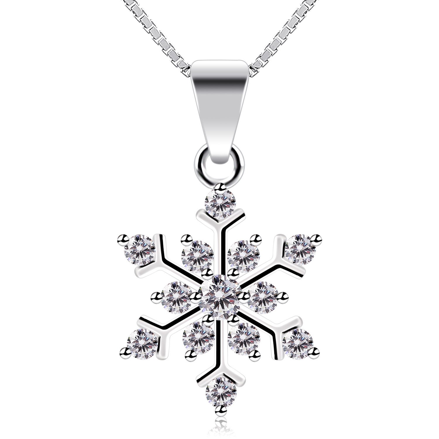B.Catcher collana in argento con pendente in zircone a forma di fiocco di neve
