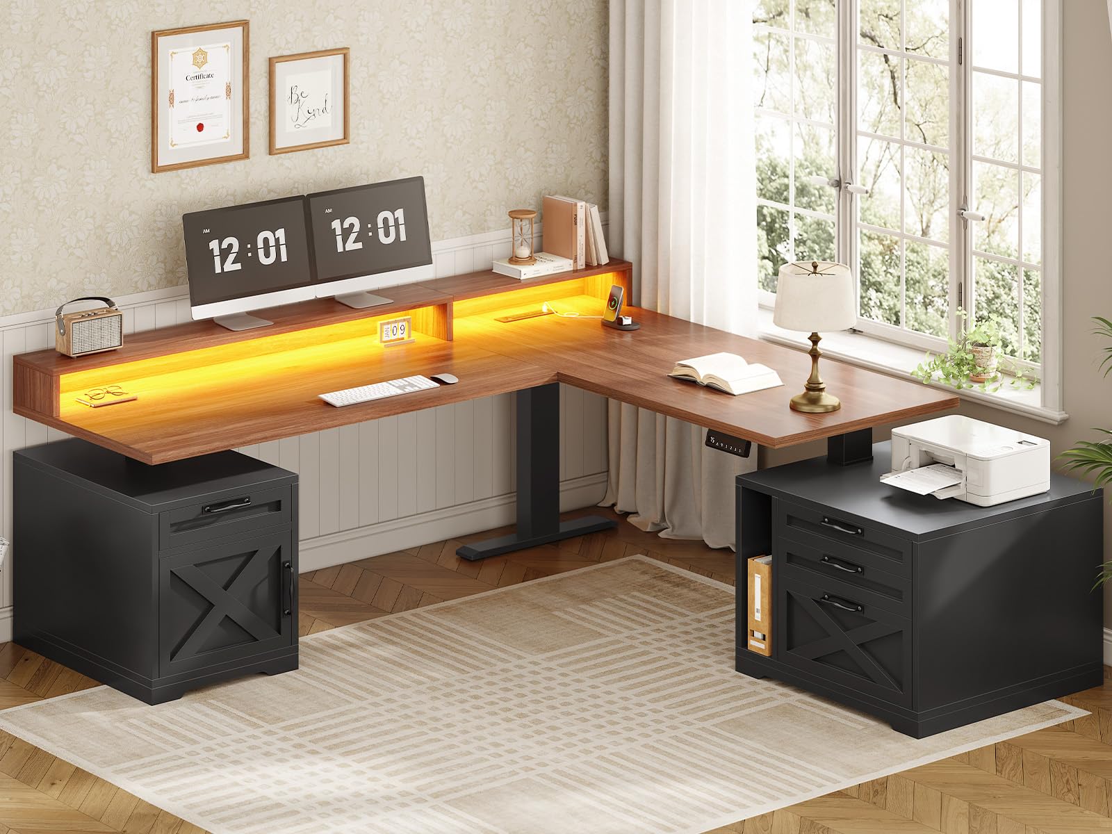Amazon.com: SEDETA Farmhouse L Shaped Standing Desk, 70.1