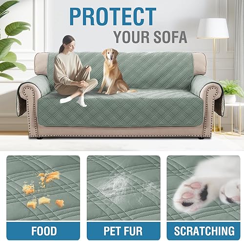 Miniatura 5 de H.VERSAILTEX Fundas 100 % impermeables para sofás y sofás para mascotas, protector de muebles grueso y suave con correas elásticas (sofá, lirio