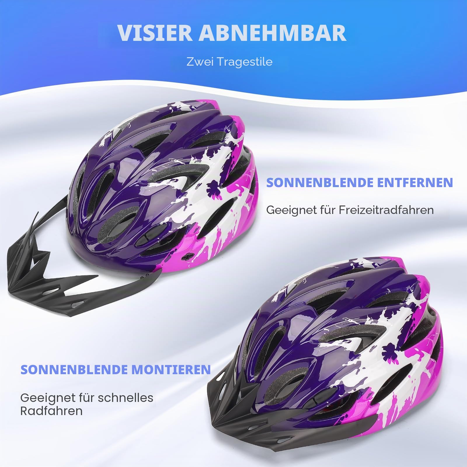 Fahrradhelm Kinder, Verstellbarer Fahrradhelm für Jungen und Mädchen im Alter von 3-14 Jahren, Multisport-Kinderhelm für Fahrrad,Skaten,Radfahren, Kinder Fahrradhelm 50–58 cm