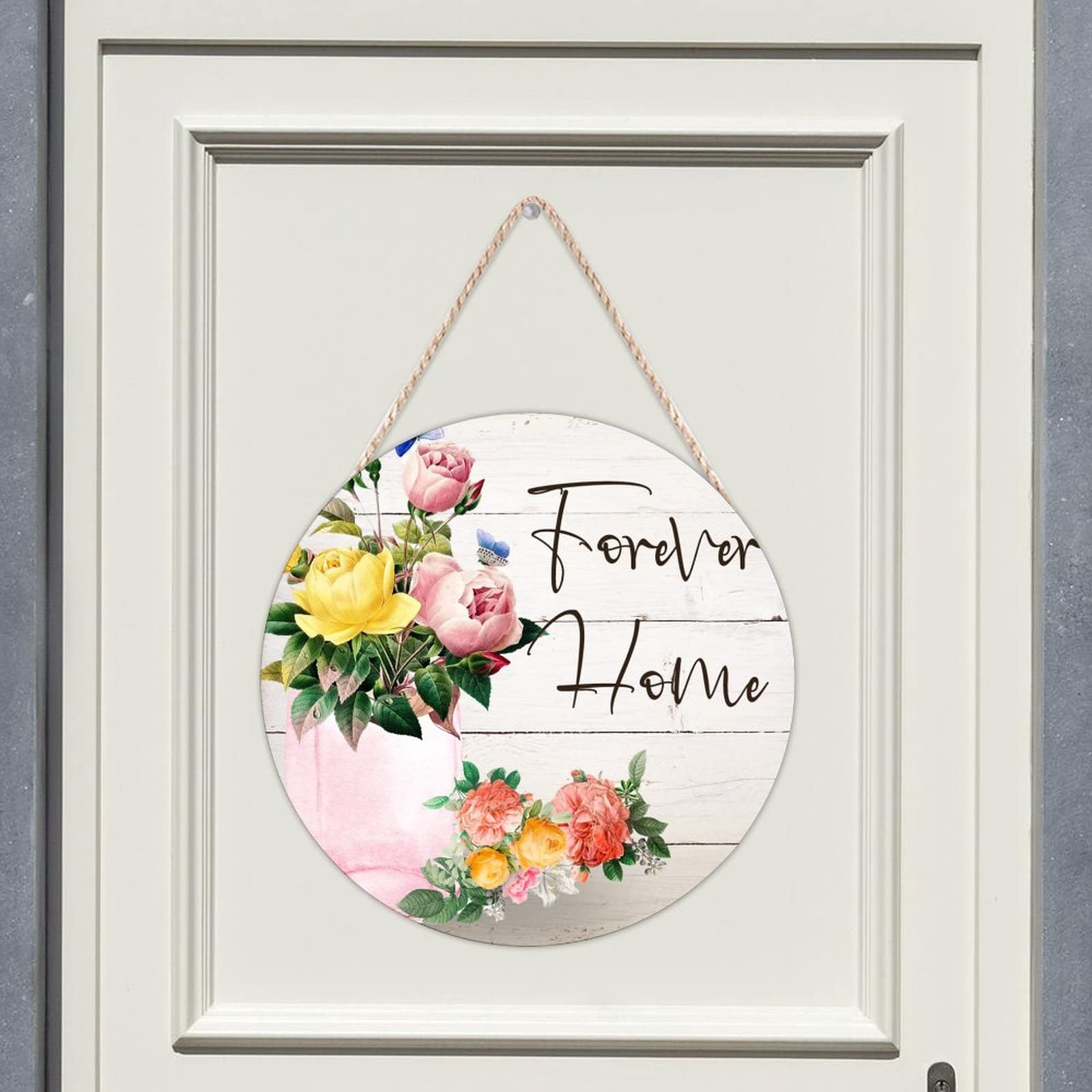Decorazione Primaverile In Legno Di Pino 15x15 Cm - Cartello Floreale Ispiratore Per Parete, Arredo Country - 3