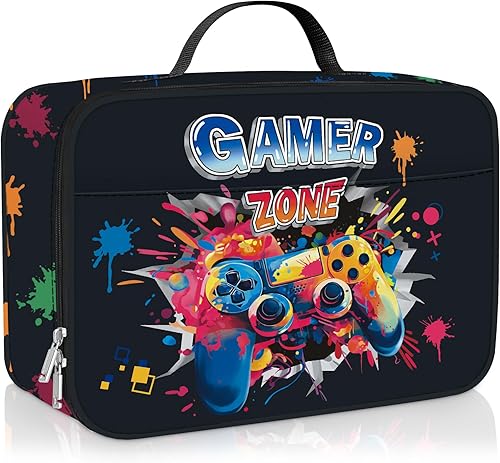 Clastyle Bolsa de almuerzo con aislamiento 3D para niños, bolsa térmica grande para niños, picnic, escuela, lonchera tote, controlador de jugador