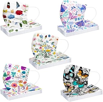 50 Pcs Butterfly Disposable Face_Masks for Adults,Breathable Disposable Facemasks with Butterflies Designs Style-15