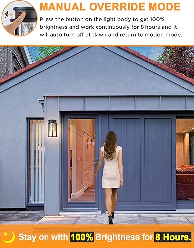 Miniatura 4 de Lámpara de pared solar para exteriores, sensor de movimiento, lámpara de pared exterior con atardecer a amanecer, montaje en pared