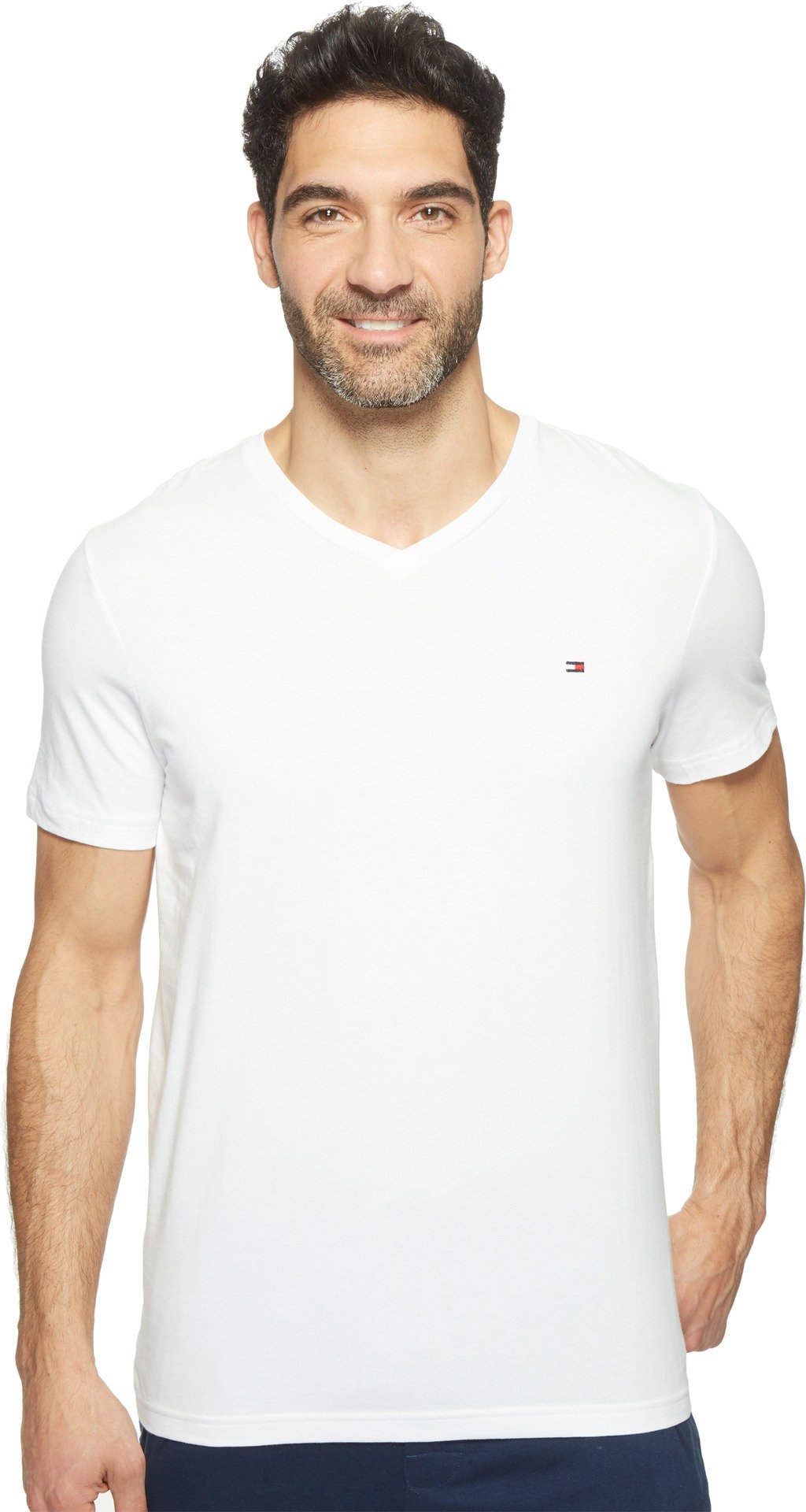 Tommy Hilfiger Herren-T-Shirt mit V-Ausschnitt, Weiss/opulenter Garten, L