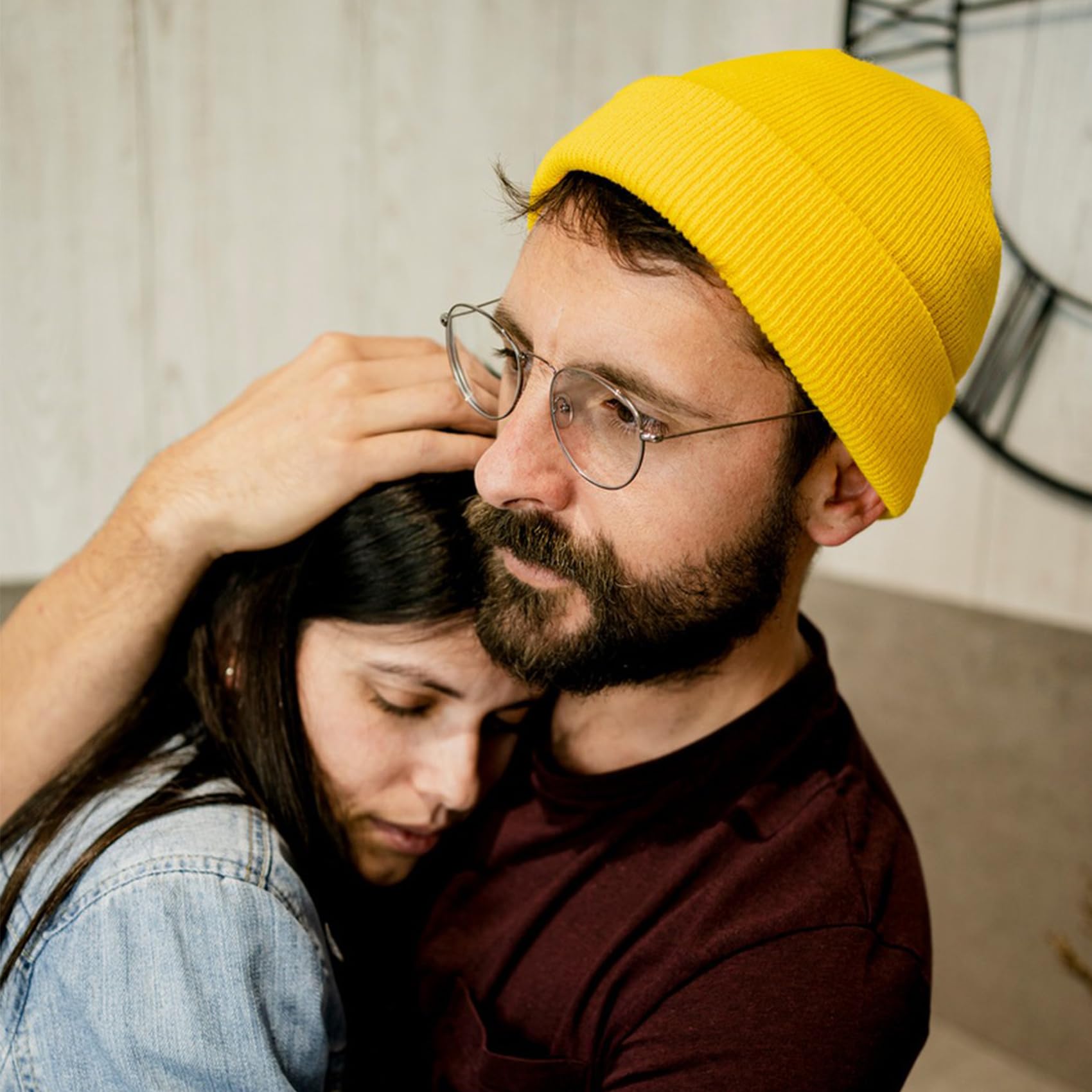 American Trends Gorro unisex cálido de invierno, gorro de punto suave, gorro liso de calavera para hombres y mujeres, gorro ligero