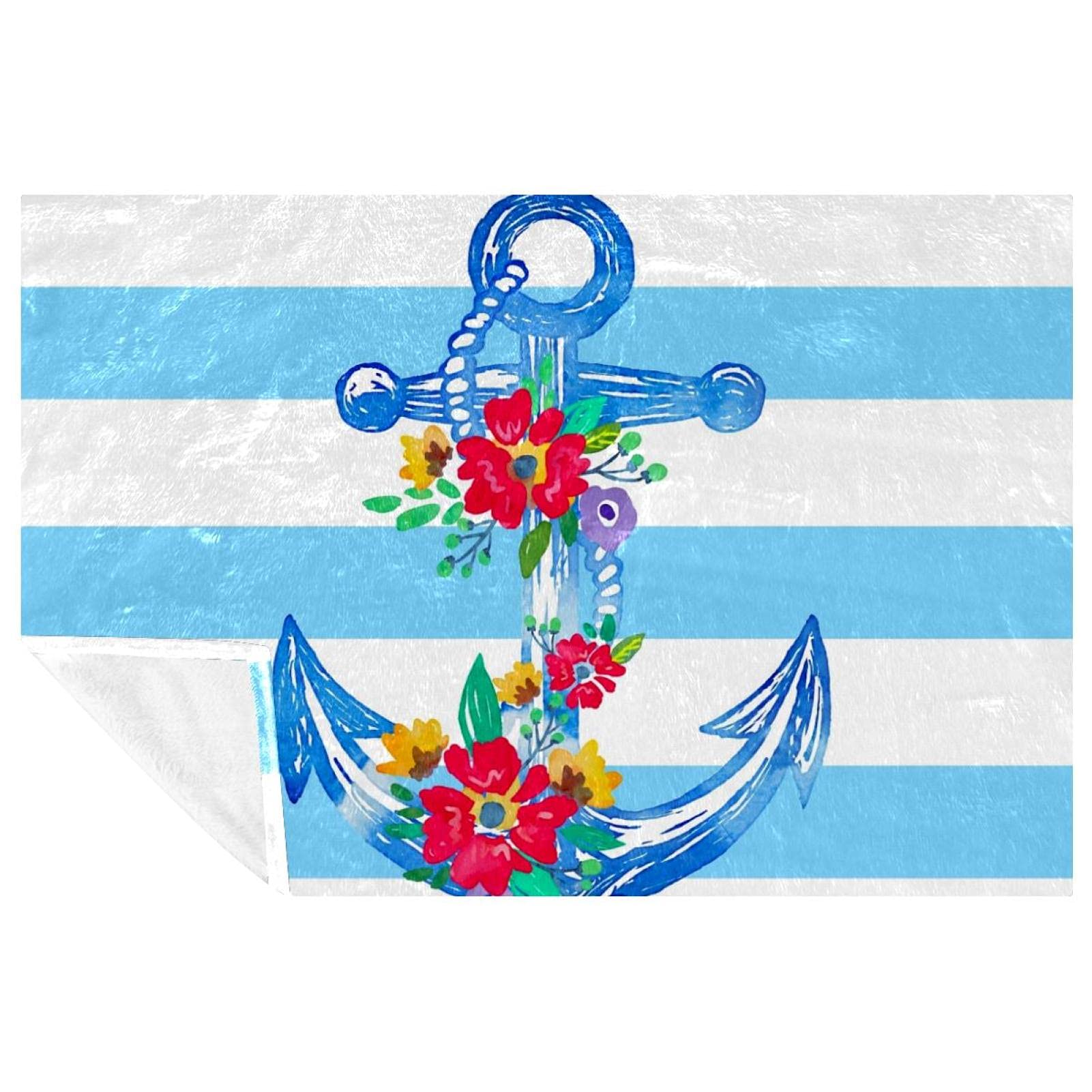 Couverture ancre douce marine 150x100 cm plaid lit et canapé