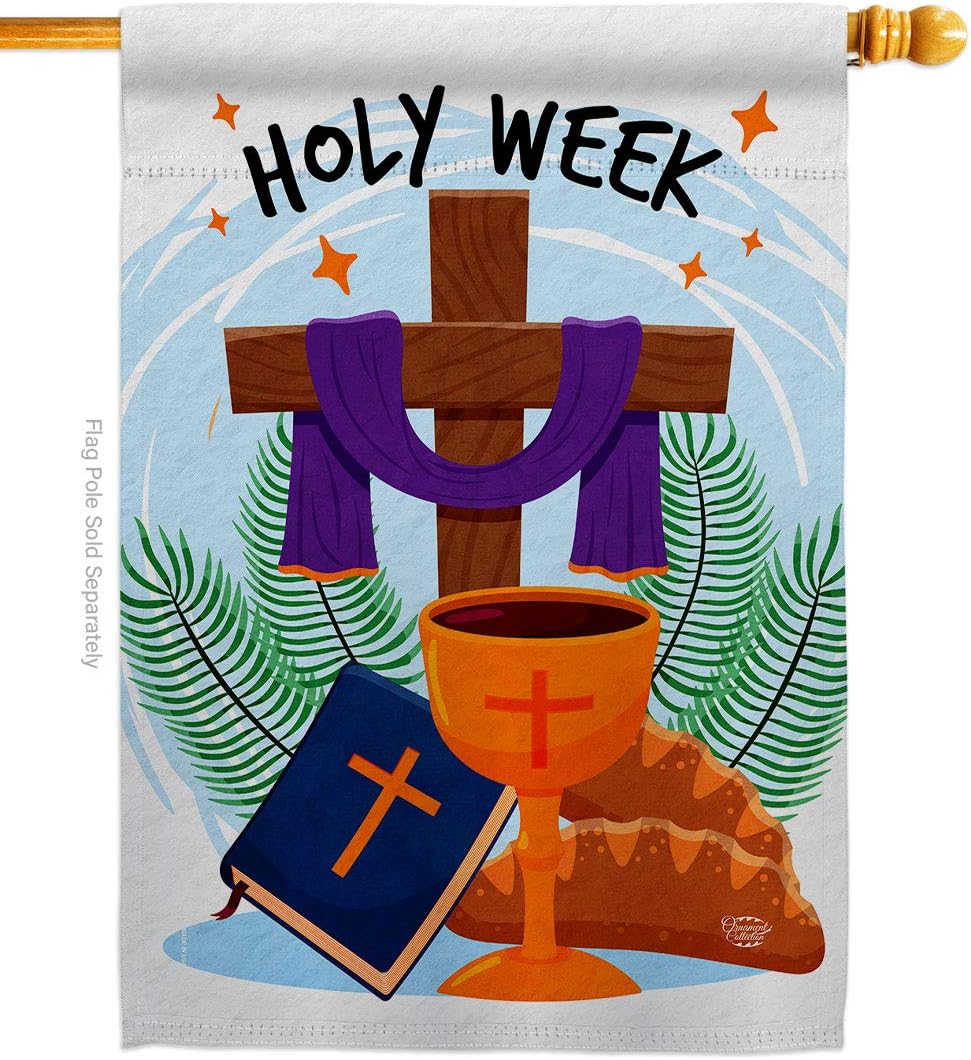 Holy Week House Flag Religious Faith Hope Grace Peace Dove Christian Religion Easter Decoration Banner Small Garden Yard Gift Double-Sided, Made in USA