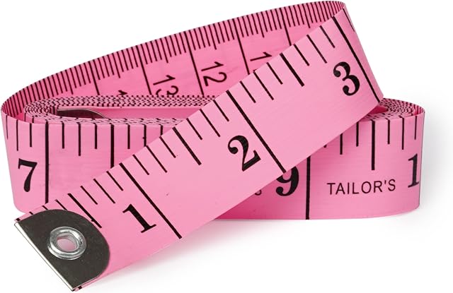 HANSMAYA Measuring Tape For Body Sewing Tailor Fabric Cloth Weight Loss Craft Supplies Soft Flexible Fiberglass Ruler Dual Scale Measurement Tape 60 Inch / 150 Cm Pink