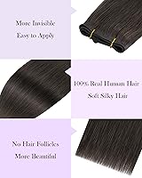 Vista 30 de LaaVoo Extensiones de cabello humano real para coser, extensiones de cabello humano de doble trama, color negro azabache, 18 pulgadas, 3.53 onzas