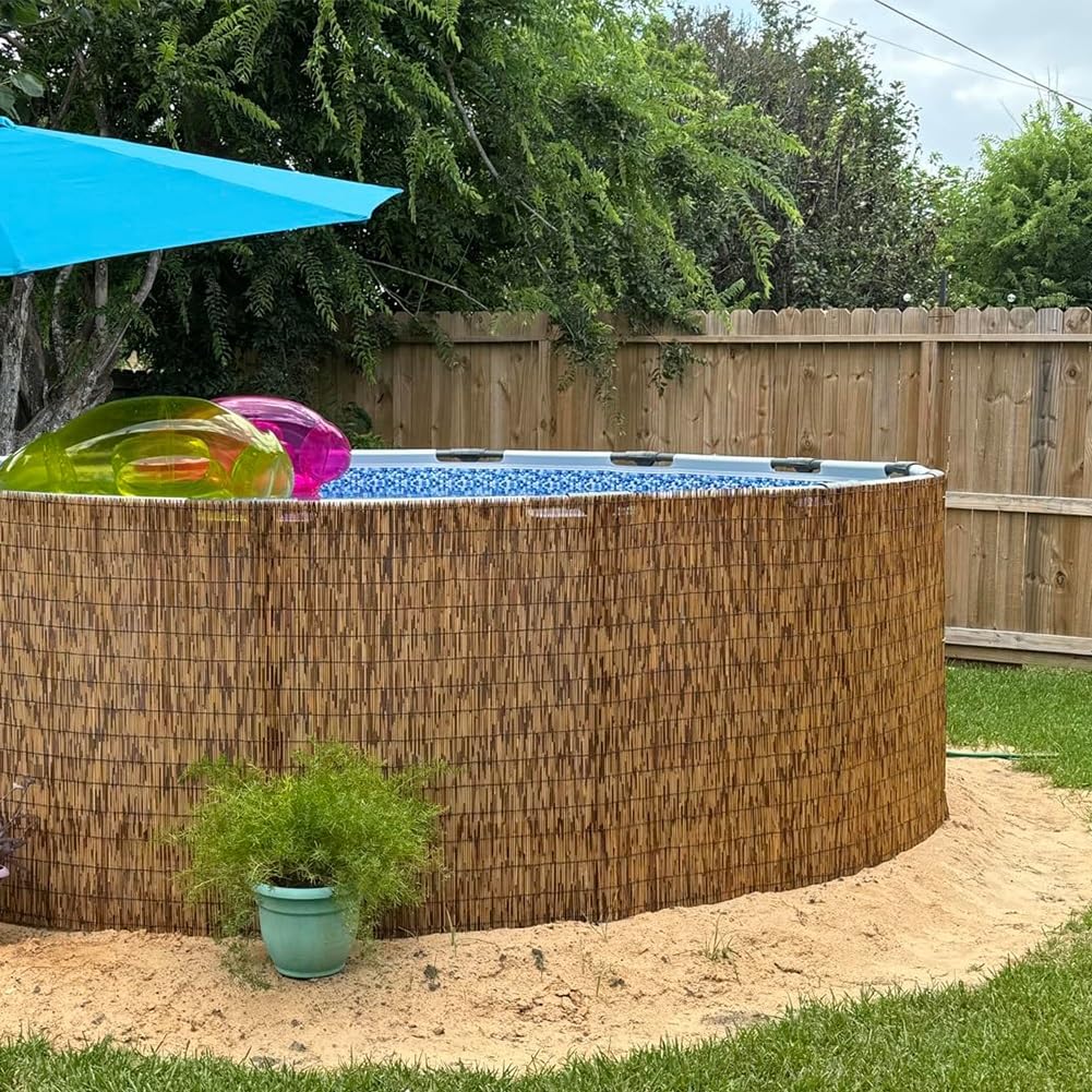 Generico bambù Recinzione per Esterno Giardino, Privacy Stuoia in Canne Larghezza: 50-180 Cm, Balcone Recinzione in Cannette, Bamboo Stuoia per Esterno Cortile Terrazza Piscina Decorative(60 * 500cm)