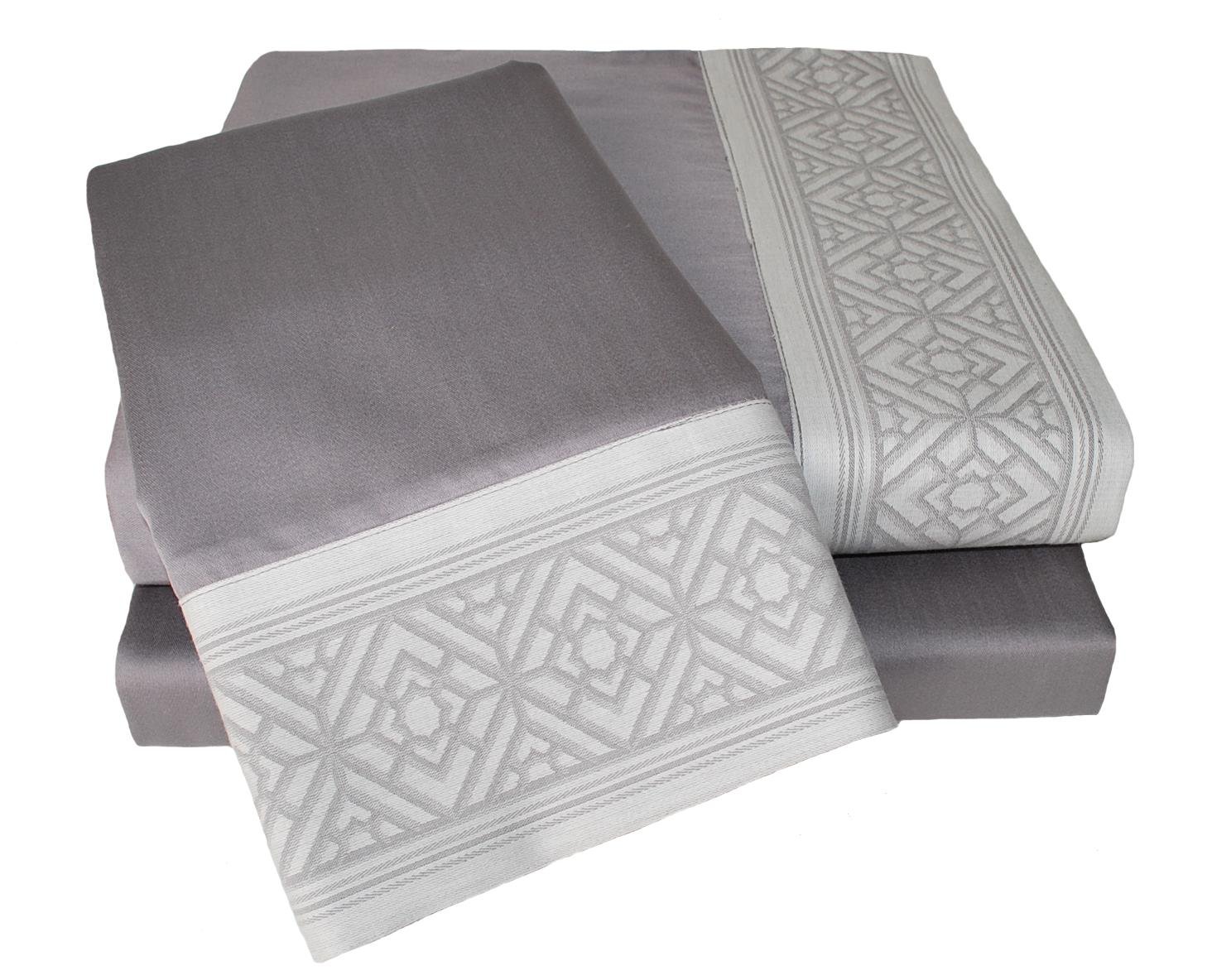 Parure de lit coton peigné grandes fibres 400 fils gris luxe