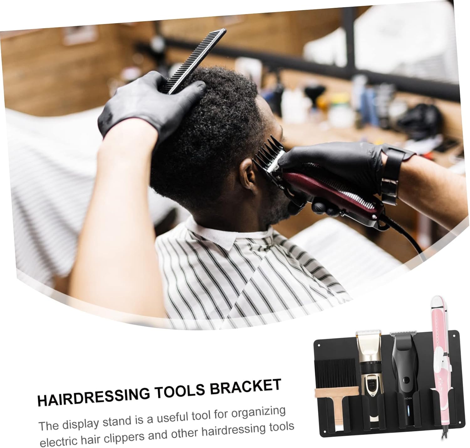 Stylish Hair Clipper Storage Rack Convenient Holder for Barber Tools Organizes Combs Accessories Easy Access Installation for Professional Home Use