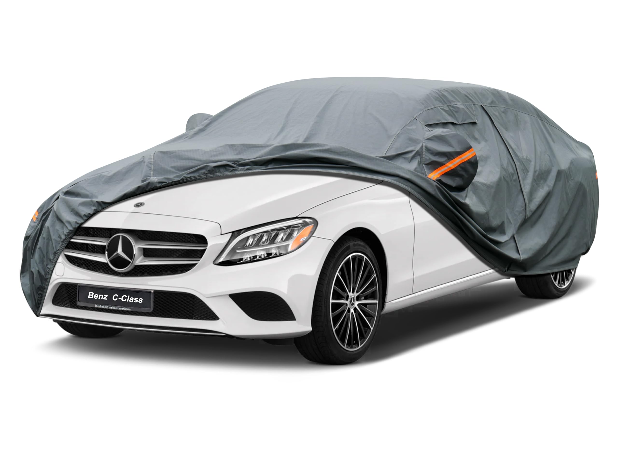 GUNHYI Premium Car Cover Custom Fit Mercedes Benz C Class C250 C300 C350 C400 C450 C63 AMG, 16 Layers Heavy Duty Car Cover Waterproof All Weather with Zipper Door for Sun Rain Snow Dust Uv Protection