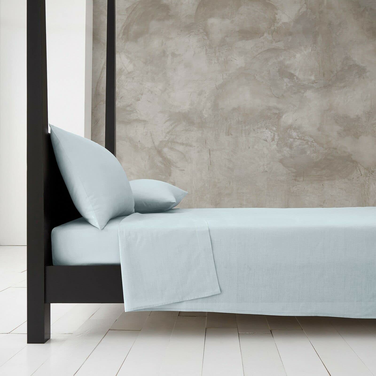 New Flat Sheets Easy Care Soft Cotton Rich Wrinkle Shrinkage and Fade Resistant Fabric Polycotton Flat Bed Sheets (Sky Blue, King)