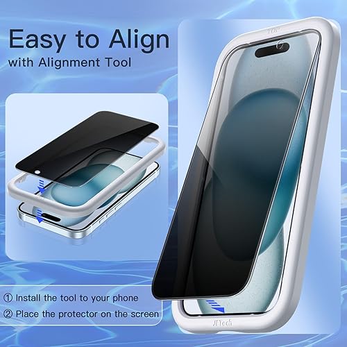 Miniatura 5 de JETech Protector de pantalla de privacidad para iPhone 15 Plus de 6.7 pulgadas con protector de lente de cámara, película de vidrio templado