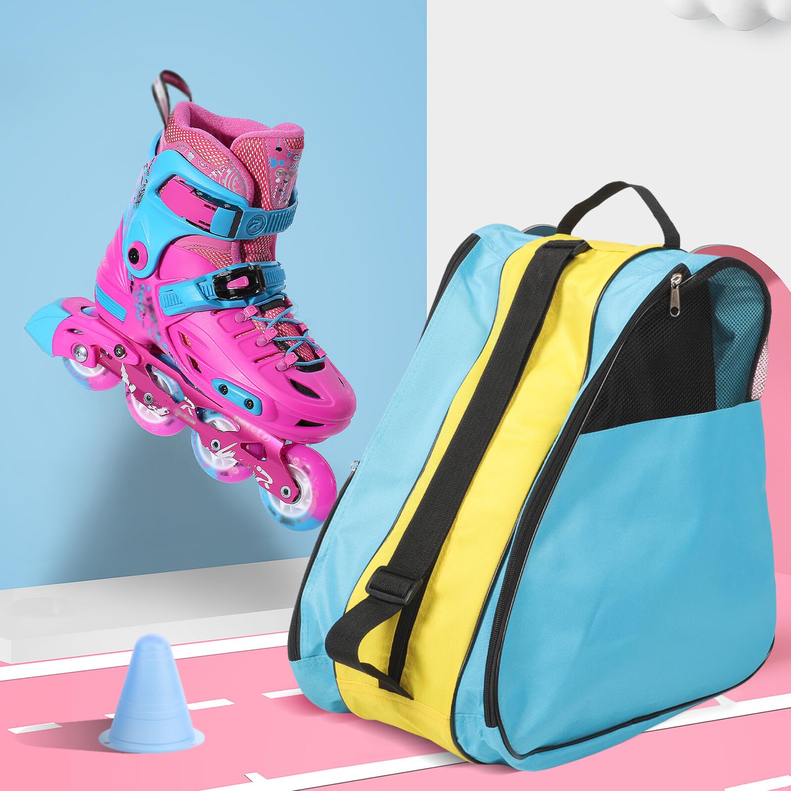 Healifty Bolsa para Patines Cremallera, Mochila de Nylon para Patines