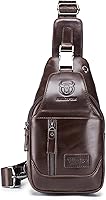 Vista 87 de LUKZIJAES Bolso bandolera de cuero genuino para hombre marrón (#1-Brown)