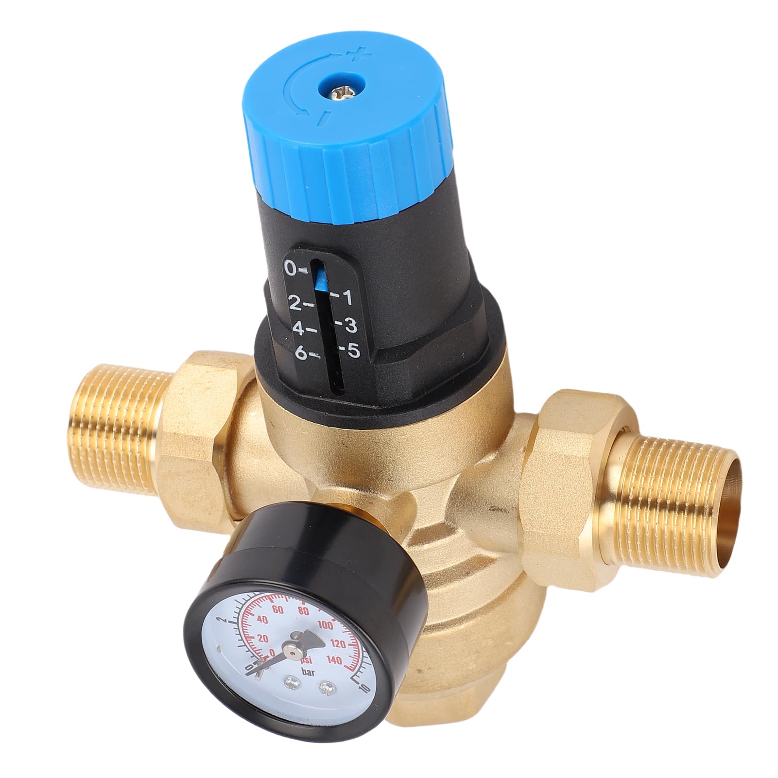 ViaGasaFamido 3/4 Cala Mosiężny Reduktor Ciśnienia Wody z Regulowanym Filtrem Zawór do Nawadniania Instalacji Hydraulicznych w Domu DN20 Dwukierunkowy Regulator Ciśnienia