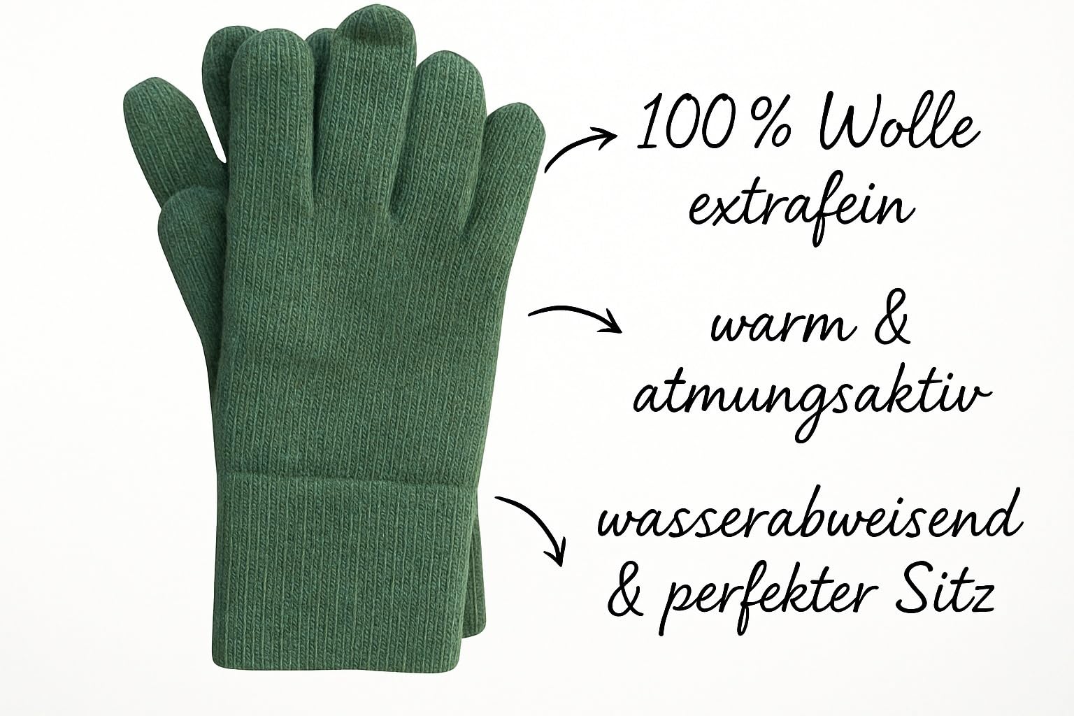 Foster-Natur, Guantes de lana para hombre (100% lana merino)